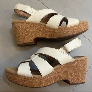 Clarks Collection Giselle Beach Slingback Wedge Sandals Size 9 White